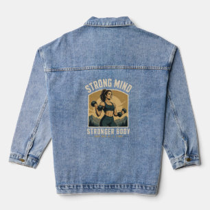 Starker Geist Stärkerer Körper Gym Motivation Desi Jeansjacke