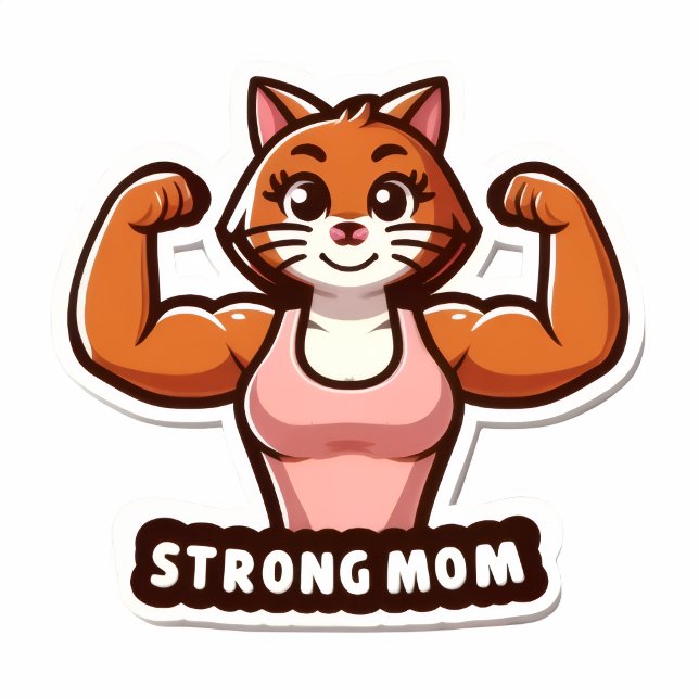 Starker Katzenmutter-Aufkleber – Lustiges Katzen-G Runder Aufkleber (Funny Strong Cat Mom Sticker)