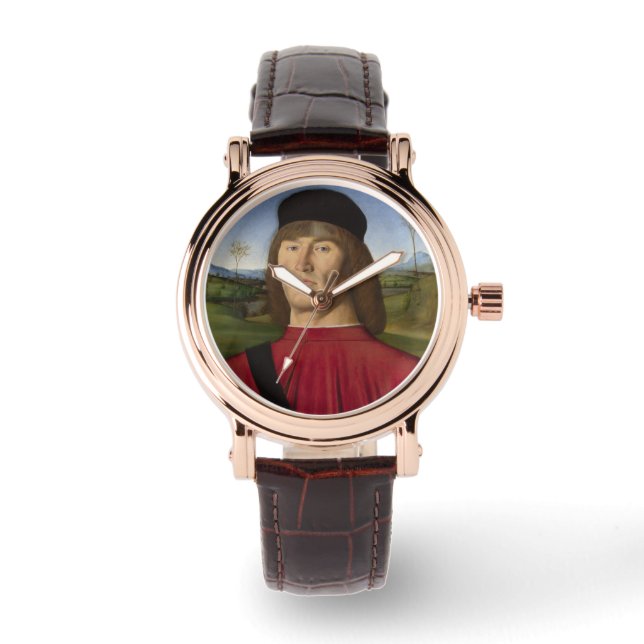 Starker Mann mit rosa Narben (Renaissance Art) Armbanduhr (Vorderseite)