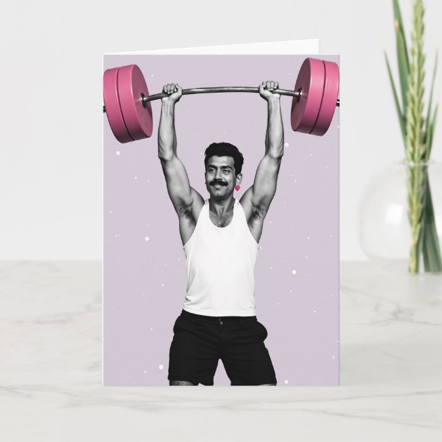 Starker Mann Pink Pop Art Karte (Vorderseite)