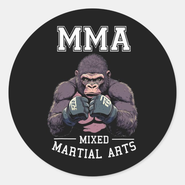 Starker Mixed Martial Arts Gorilla - Boxkäfig Runder Aufkleber (Vorderseite)