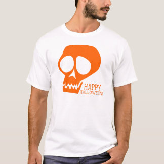 Starker orange Schädel - glückliches Halloween! T-Shirt