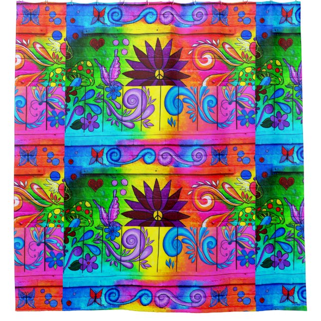 starker psychedelischer Entwurf des Hippie Duschvorhang (Vorderseite)