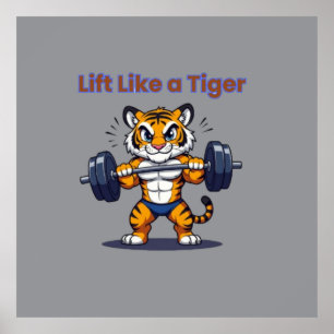 **Starker Tiger – Süßer Tiger beim Gewichtheben Il Poster
