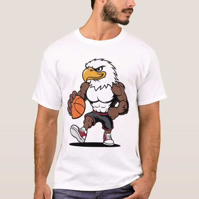 Starkes Adler-Basketball-Maskottchen-Logo-Design-V T-Shirt (Vorderseite)