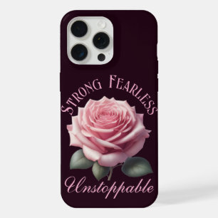 Starkes, furchtloses, unaufhaltsames & rosa Rosen- iPhone 15 Pro Max Hülle