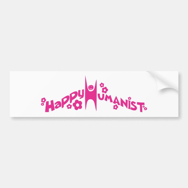 Starkes glückliches Humanist-Rosa Autoaufkleber (Vorne)