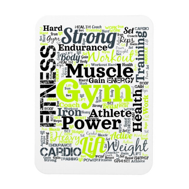 Starkes Gym-Workout-Wortwolke Magnet (Vertikal)