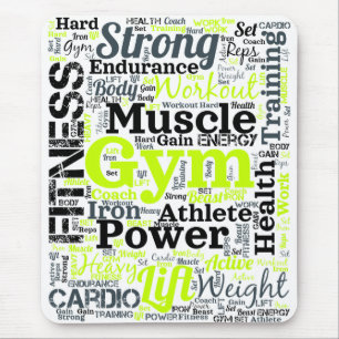 Starkes Gym-Workout-Wortwolke Mousepad