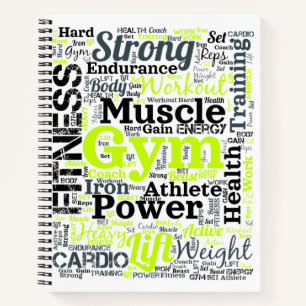 Starkes Gym-Workout-Wortwolke Notizbuch