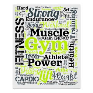 Starkes Gym-Workout-Wortwolke Poster