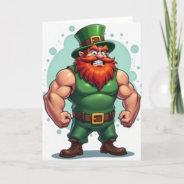 Starkes Leprechaun-Porträt Karte (Vorderseite)