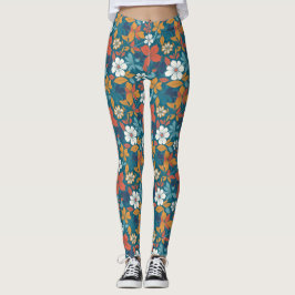 Starkes Sommerblumenmuster Leggings