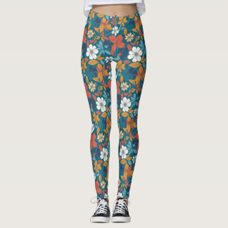 Starkes Sommerblumenmuster Leggings