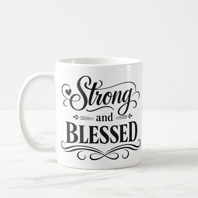 Starkes und gesegnetes inspirierendes Kaffeetasse (Links)