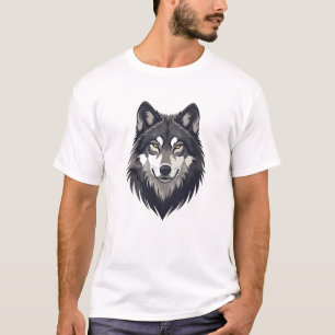 Starkes Wolfskopf-Illustrations-T-Shirt T-Shirt