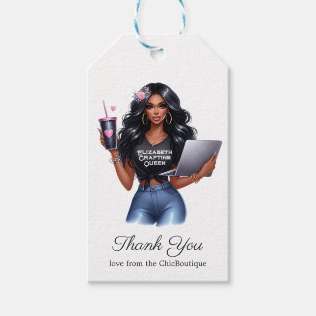 Stärkung der schwarzen weiblichen Kunsthandwerkerk Geschenkanhänger (Vorderseite)