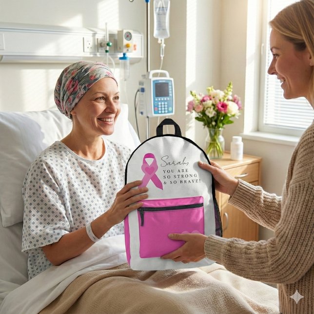 Stärkung des Brustkrebs-Rucksacks Bedruckter Rucksack (Show love and support to someone battling breast cancer with this empowering personalized backpack! )