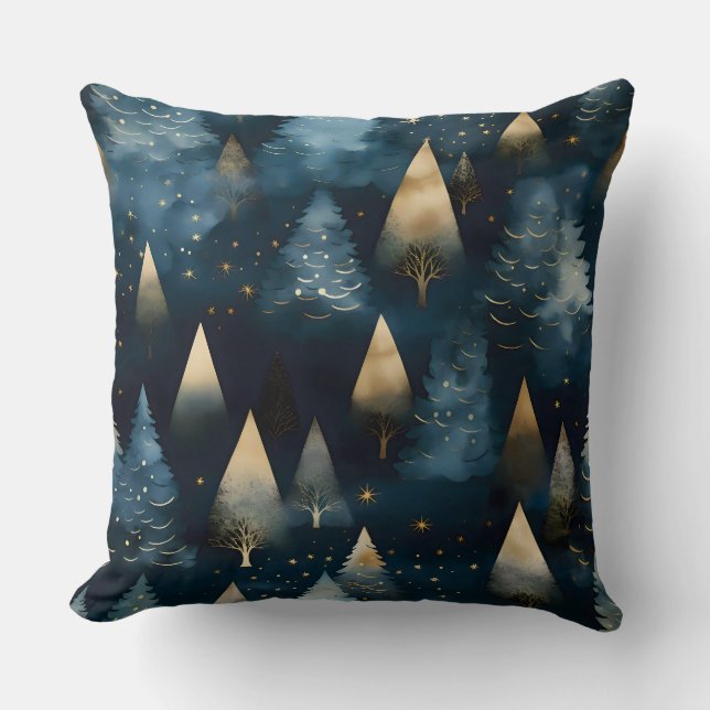 Starlight Evergreen Dreams Botanisch Kissen (Vorderseite)