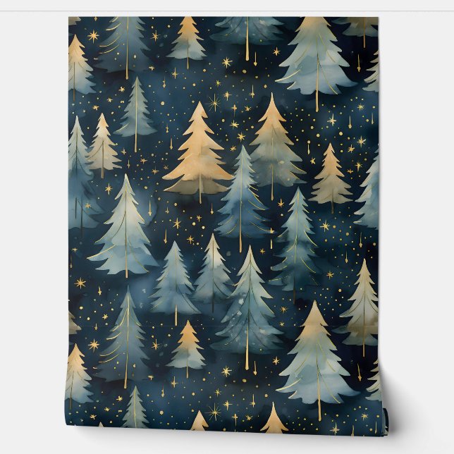 Starlight Evergreen Dreams Botanisch Tapete (Abrollen)