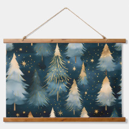 Starlight Evergreen Dreams Botanisch Wandteppich Mit Holzrahmen