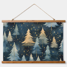 Starlight Evergreen Dreams Botanisch Wandteppich Mit Holzrahmen