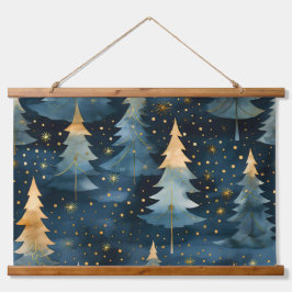 Starlight Evergreen Dreams Botanisch Wandteppich Mit Holzrahmen