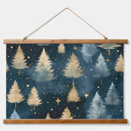 Starlight Evergreen Dreams Botanisch Wandteppich Mit Holzrahmen