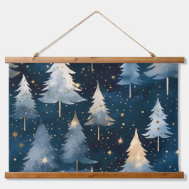 Starlight Evergreen Dreams Botanisch Wandteppich Mit Holzrahmen