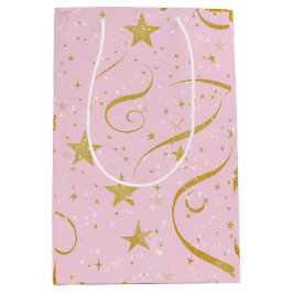 Starlight Geschenktasche - Pink & Gold Star Gesche Mittlere Geschenktüte