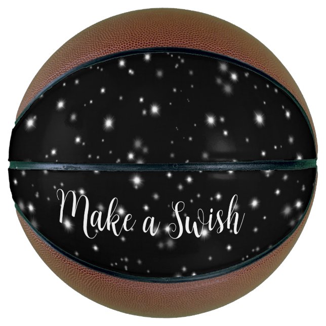 Starlight Glitzern Black and White Stars Wish Puff Basketball (Vorderseite)