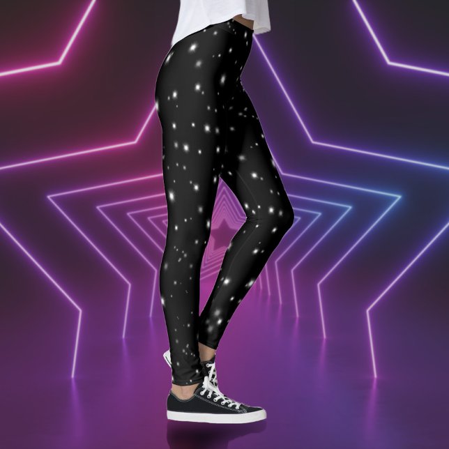 Starlight Glitzern Schwarz-Weiß-Stars Leggings (Von Creator hochgeladen)