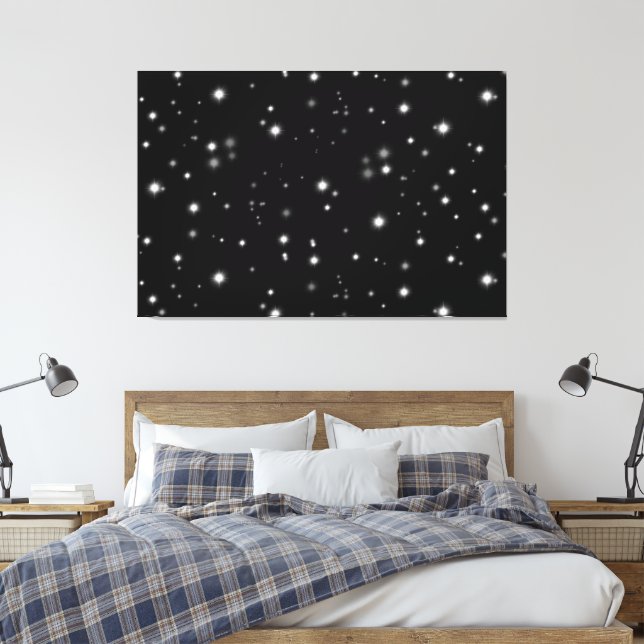 Starlight Glitzern Schwarz-Weiß-Stars Leinwanddruck (Insitu (Schlafzimmer))