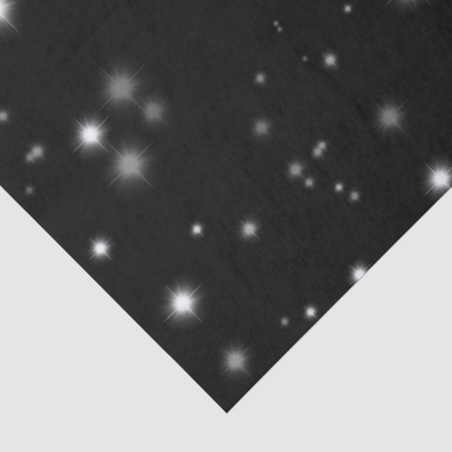 Starlight Glitzern Schwarz-Weiß-Stars Seidenpapier (Ausschnitt)