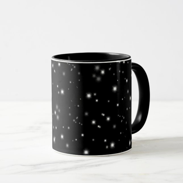 Starlight Glitzern Schwarz-Weiß-Stars Tasse (VorderseiteRechts)