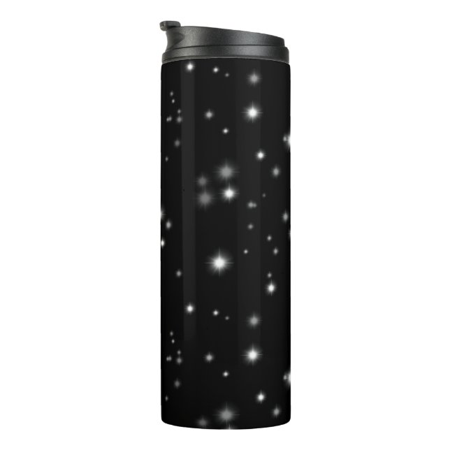 Starlight Glitzern Schwarz-Weiß-Stars Thermosbecher (Nach rechts gedreht)