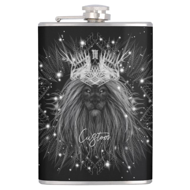 Starlight Lion mit Crosstramm Flachmann (Vorderseite)