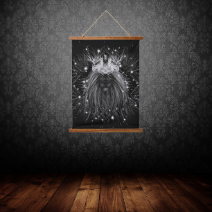 Starlight Lion mit Crosstramm Wandteppich Mit Holzrahmen