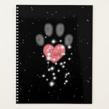 Starlight Pink Heart Paw Print Pet Sitter Schwarz