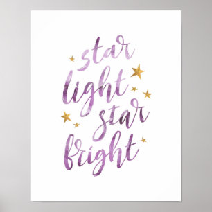 Starlight-Star lila Typografie-Poster Poster