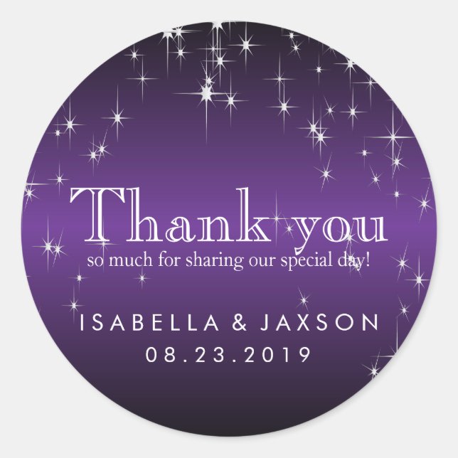 Starlights in Metallic Lila Runder Aufkleber (Vorderseite)