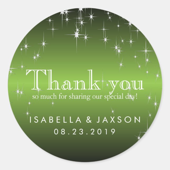 Starlights in Metallic Lime Green Runder Aufkleber (Vorderseite)