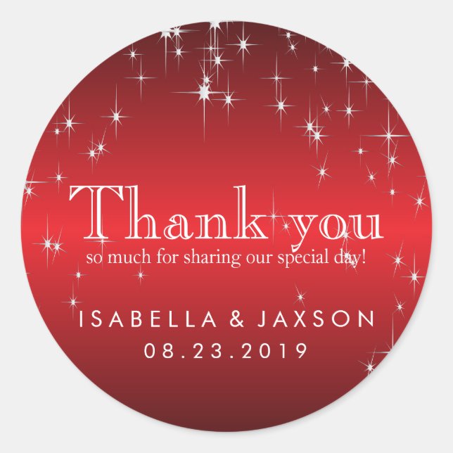 Starlights in Metallic Red Runder Aufkleber (Vorderseite)