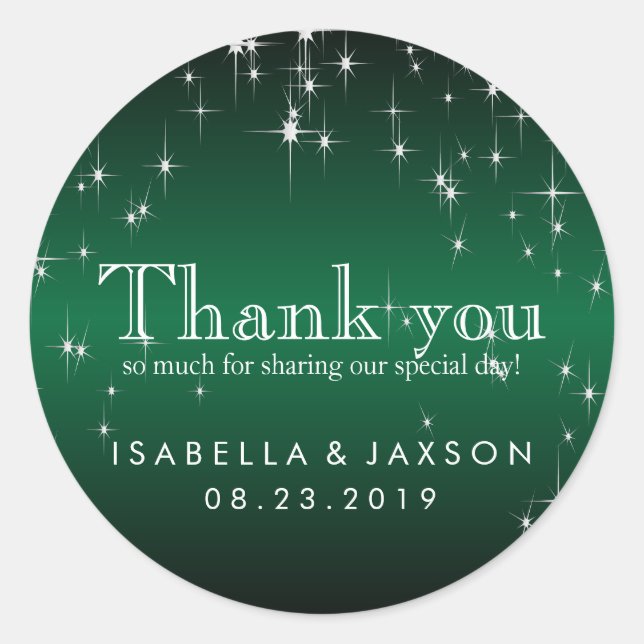 Starlights in metallisch dunkelgrün runder aufkleber (Vorderseite)