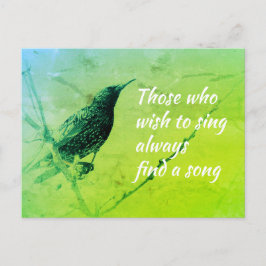 Starling auf Baumzweig im Mai Gesang Zitat Postkarte