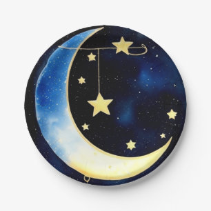 Starlit Adventure: Mond und Sterne Pappteller