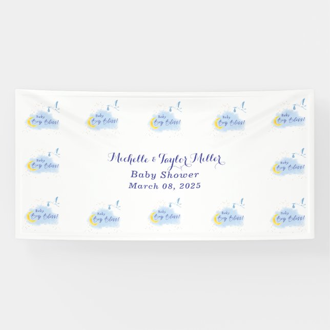 Starlit Baby Boy Bliss Stork Sonderlieferung Banner (Horizontal)