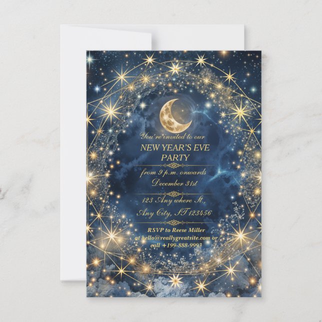 Starlit Celebration: Einladung zum Silvester (Vorderseite)