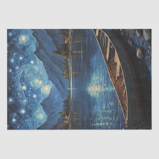 "Starlit Drift: Angeln unter dem Kosmos Seidenpapier (Vorderseite)