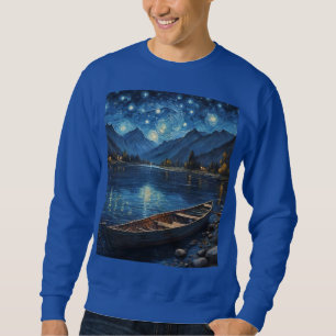 "Starlit Drift: Angeln unter dem Kosmos Sweatshirt